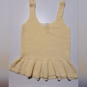 Blue Pepper Cozy Life Womens Knit Yellow Flowy Boho Crop Tank Top Size Medium